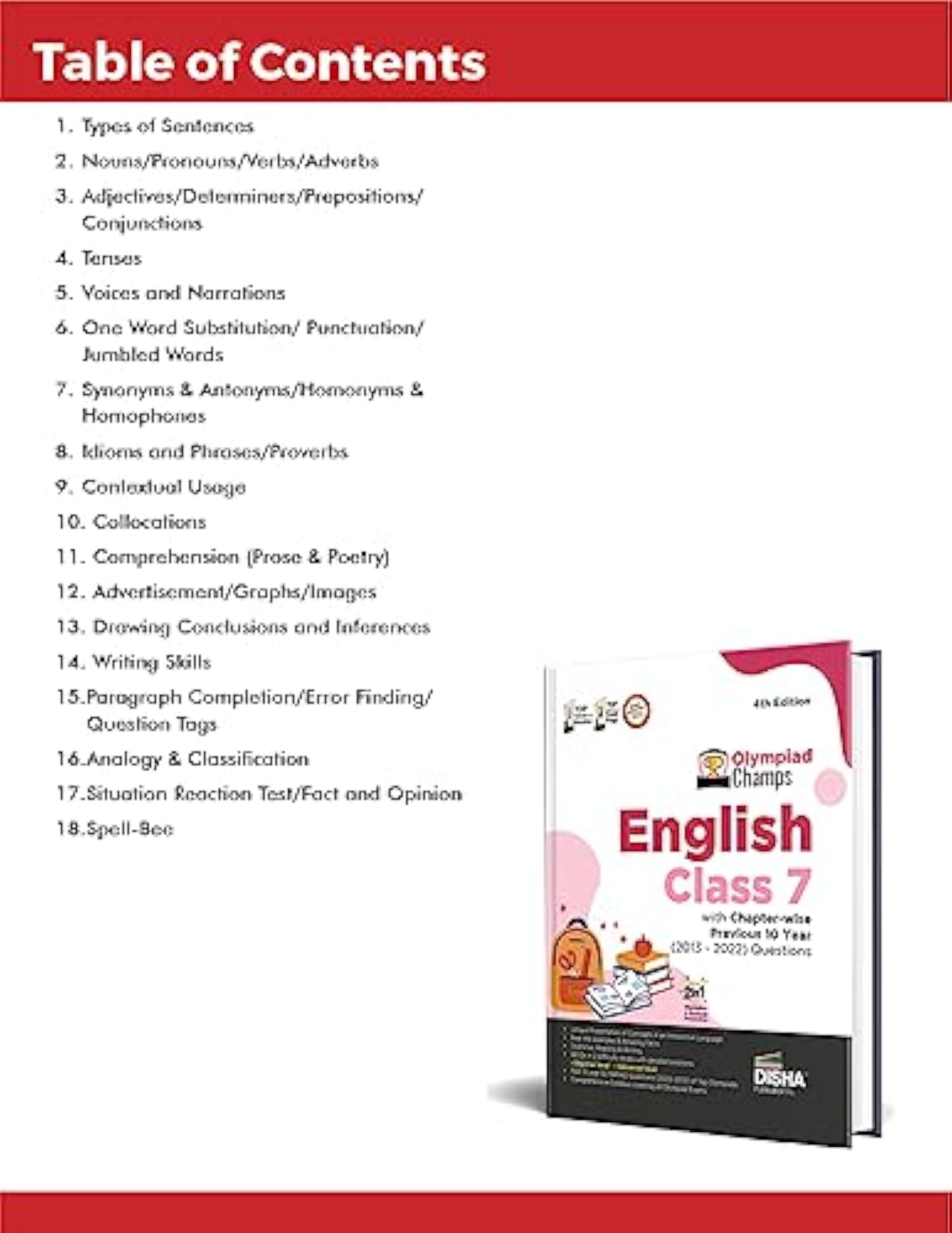 Olympiad Champs English Class 7 Complete Prep Guide, 4th Edition